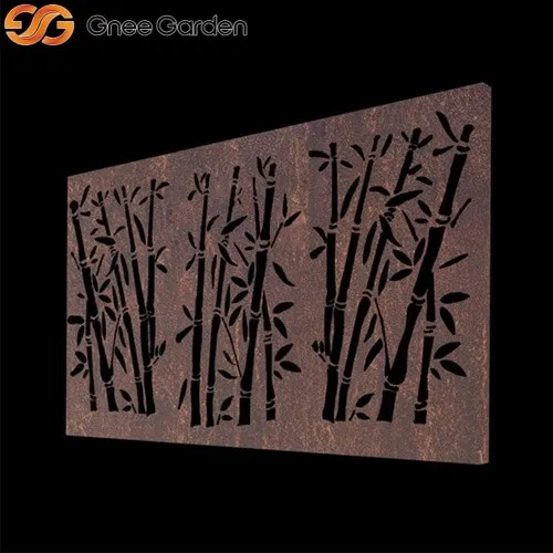 Intriguing Corten Screen with Bamboo Etching