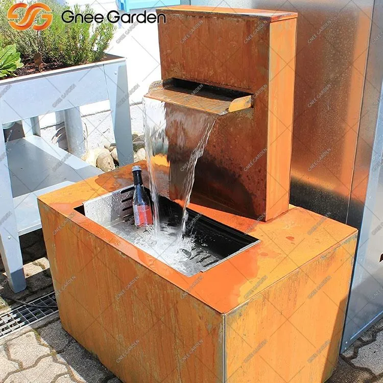 Modern Custom Made Corten Steel Water Fountain