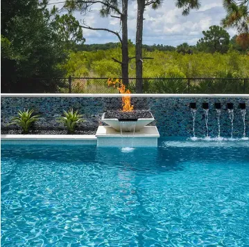 Barra dekorattiva Corten Steel Gas Fire Pit Water Bowl Għall Swimming Pool