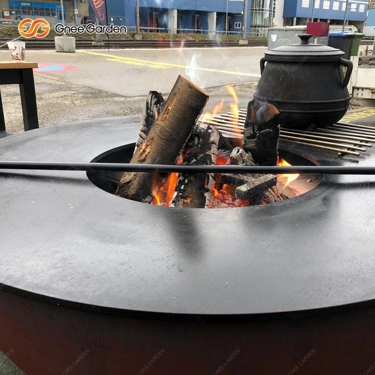 Weathering Steel Fire Pit Charcoal BBQ